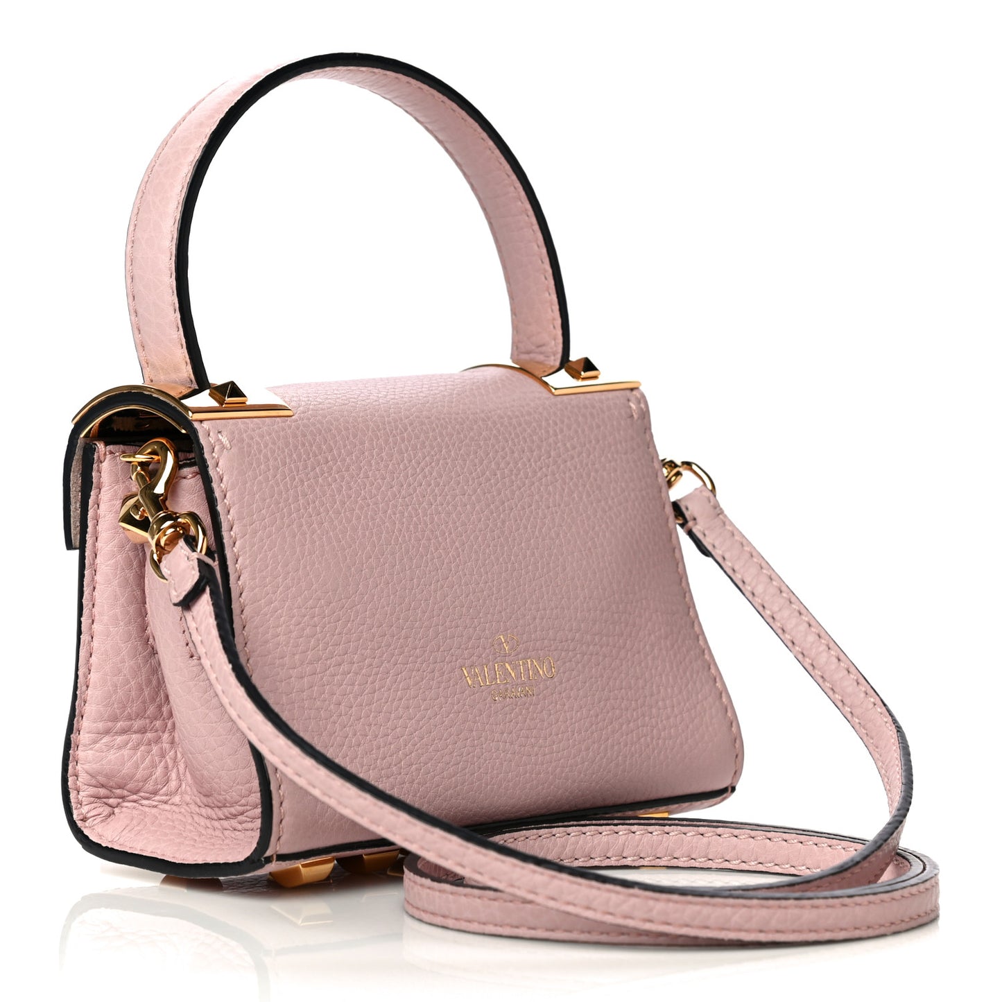 Grained Calfskin Mini My Rockstud Frame Bag Poudre