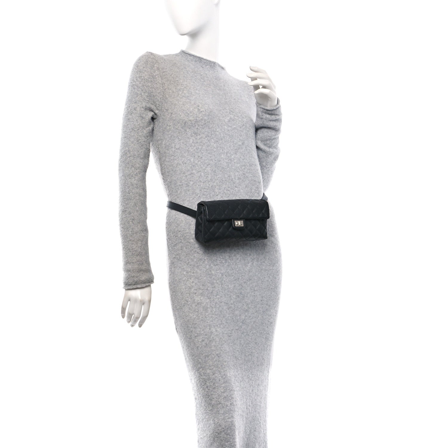 Chanel Grained Calfskin Quilted 2.55 Reissue Flap Belt Bag Clutch Black 3 of 18