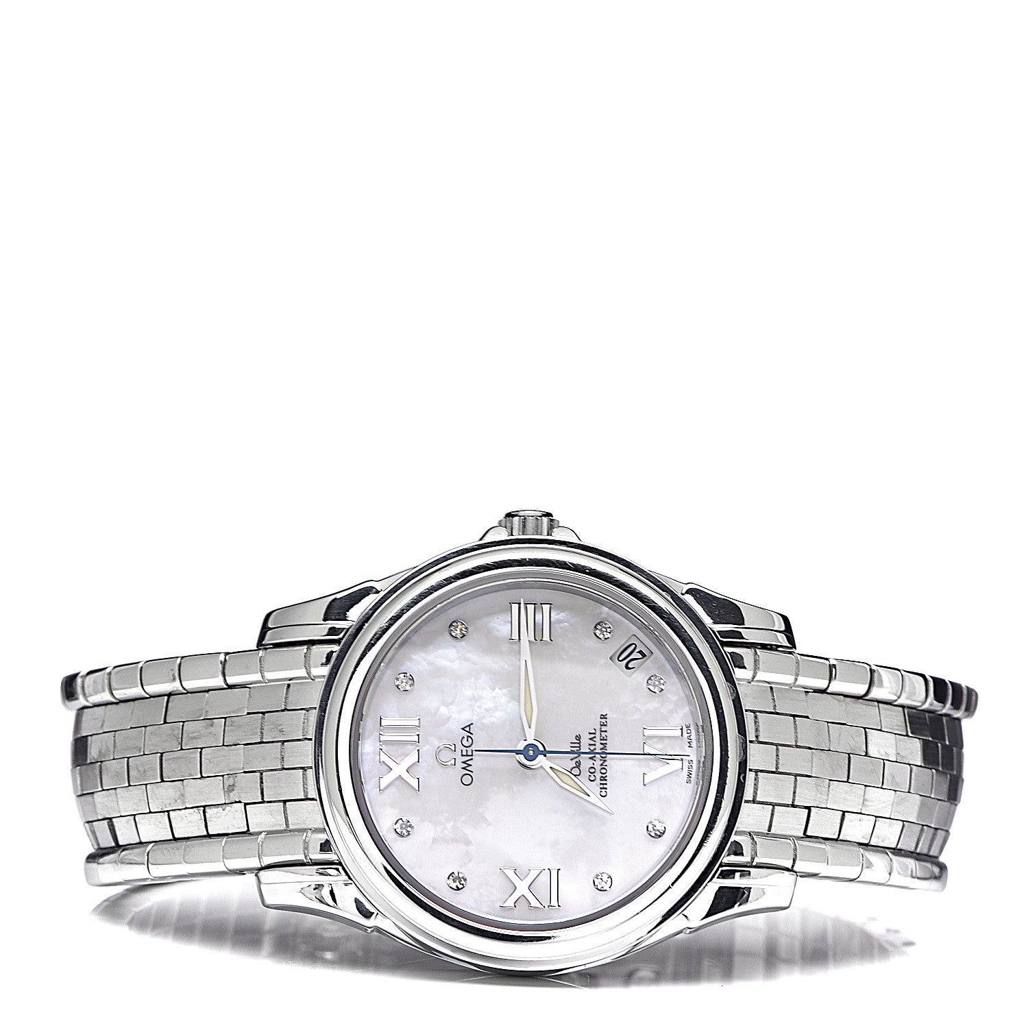 Omega Stainless Steel Diamond Mother of Pearl 32mm De Ville Co-Axial Automatic Watch 4581.75.00 3 of 7