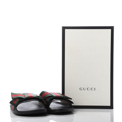 Gucci Satin Web Bow Slide Sandals 41 Black 9 of 9
