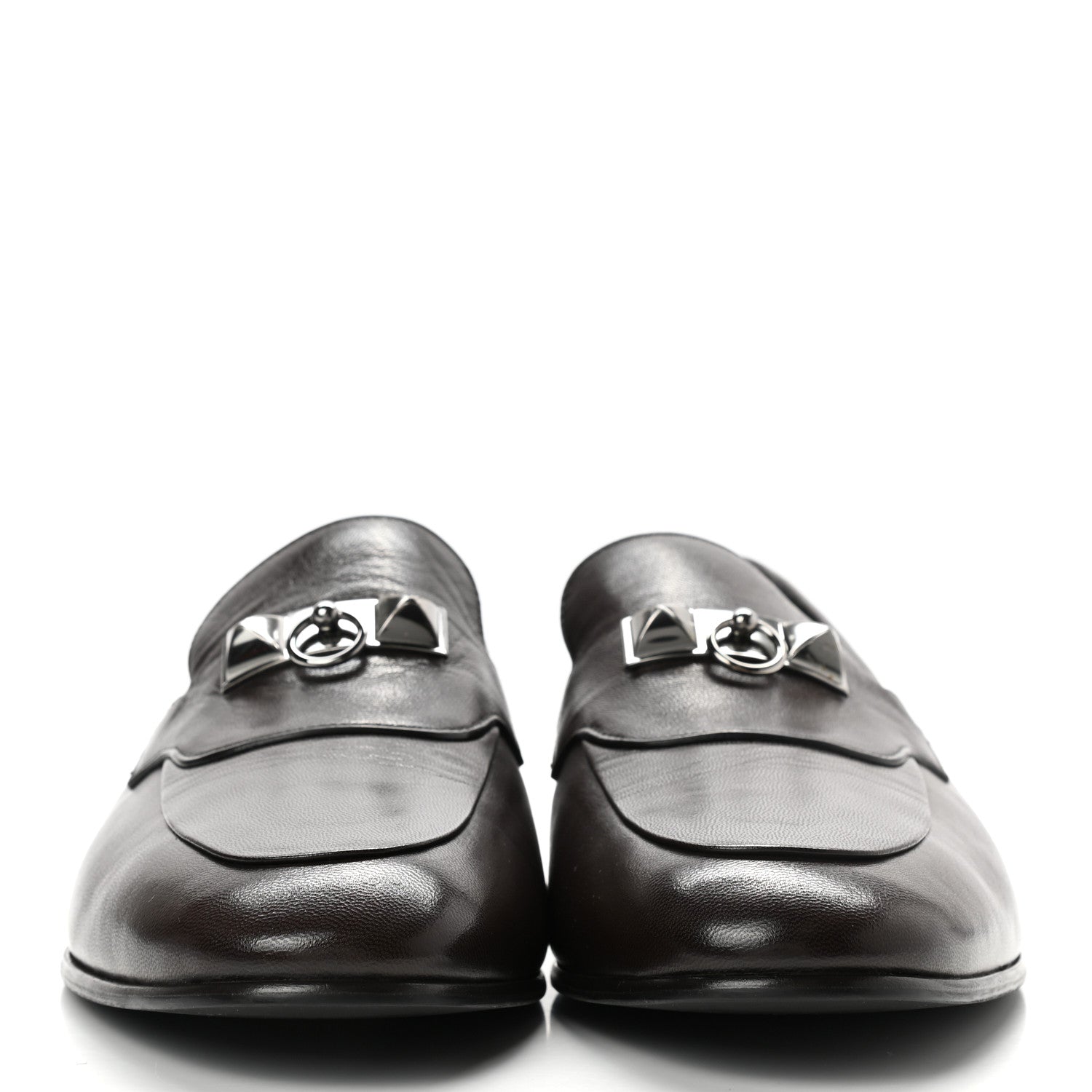 Hermes Goatskin Mens Blaise Loafers 43 Cacao 2 of 8