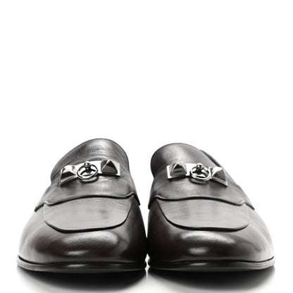 Hermes Goatskin Mens Blaise Loafers 43 Cacao 2 of 8