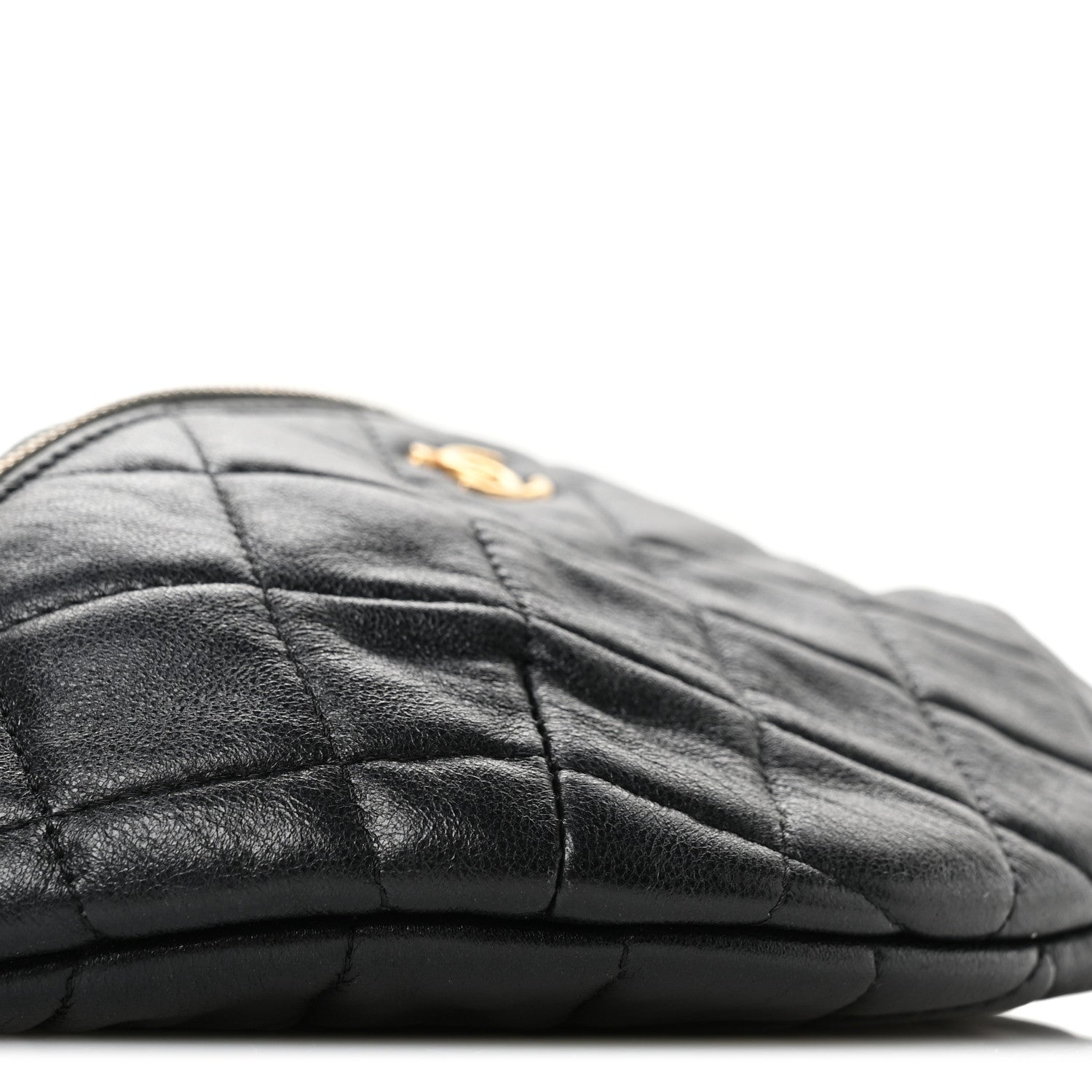 Chanel Shiny Lambskin Quilted Pearl Crush Belt Bag Black 9 of 10