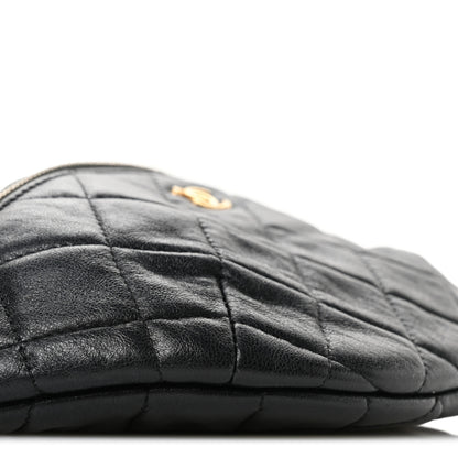 Chanel Shiny Lambskin Quilted Pearl Crush Belt Bag Black 9 of 10