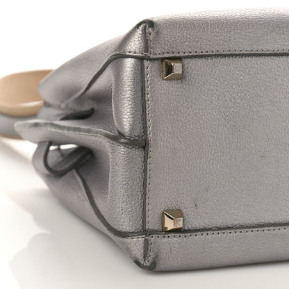 MCM Metallic Grained Calfskin Medium Milla Tote Spike Silver 8 of 9