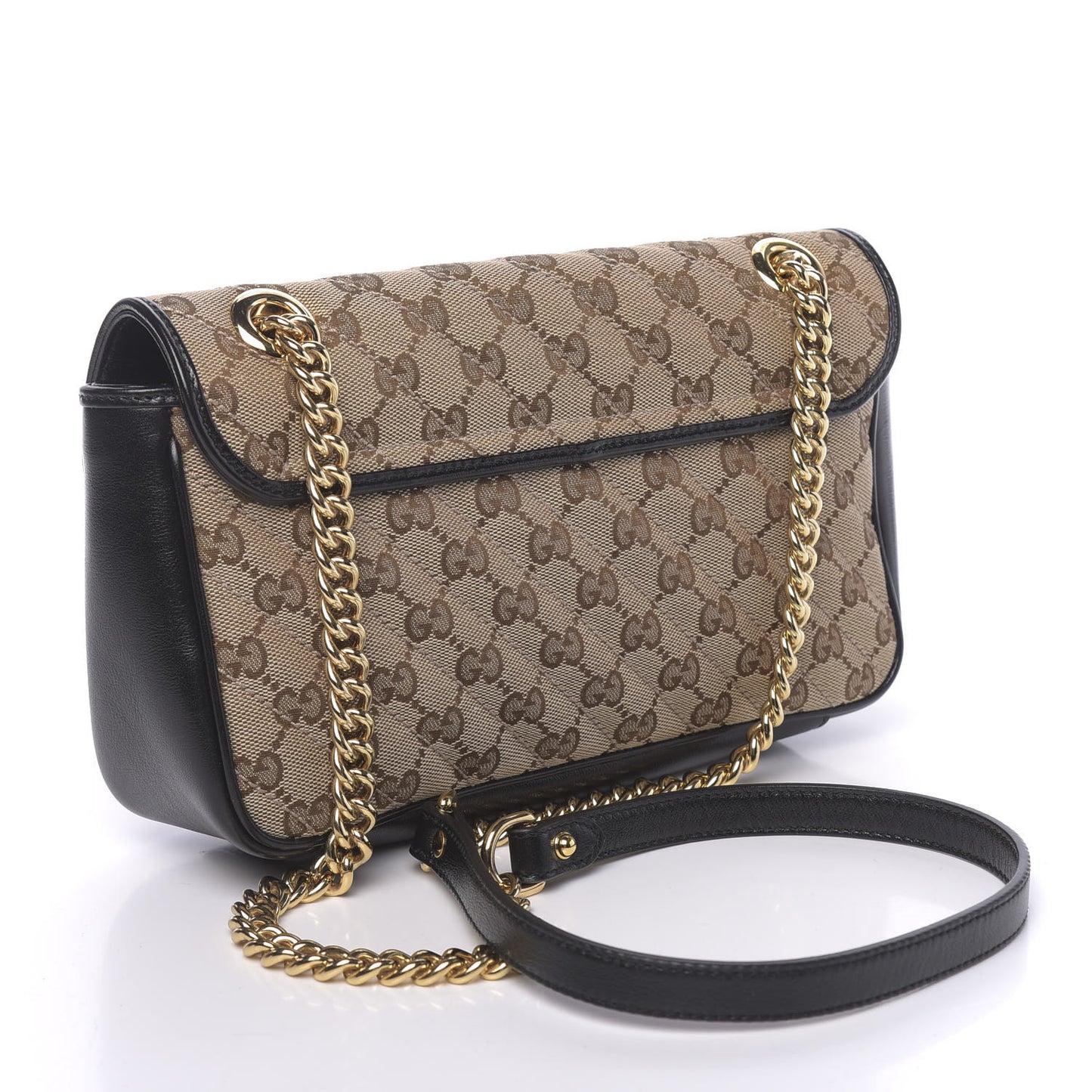 Monogram Matelasse Diagonal Small GG Marmont Shoulder Bag Beige Black