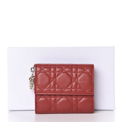 Christian Dior Lambskin Cannage Lady Dior Compact Wallet Rusty Red 9 of 9