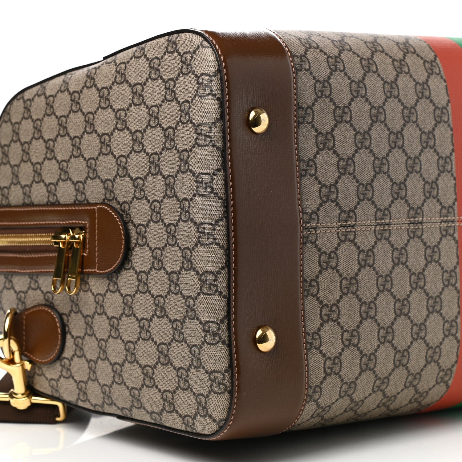 Gucci GG Supreme Monogram Azalea Calfskin Fake/Not Medium Retro Interlocking G Carry On Duffle Beige Ebony Brown Sugar 8 of 9