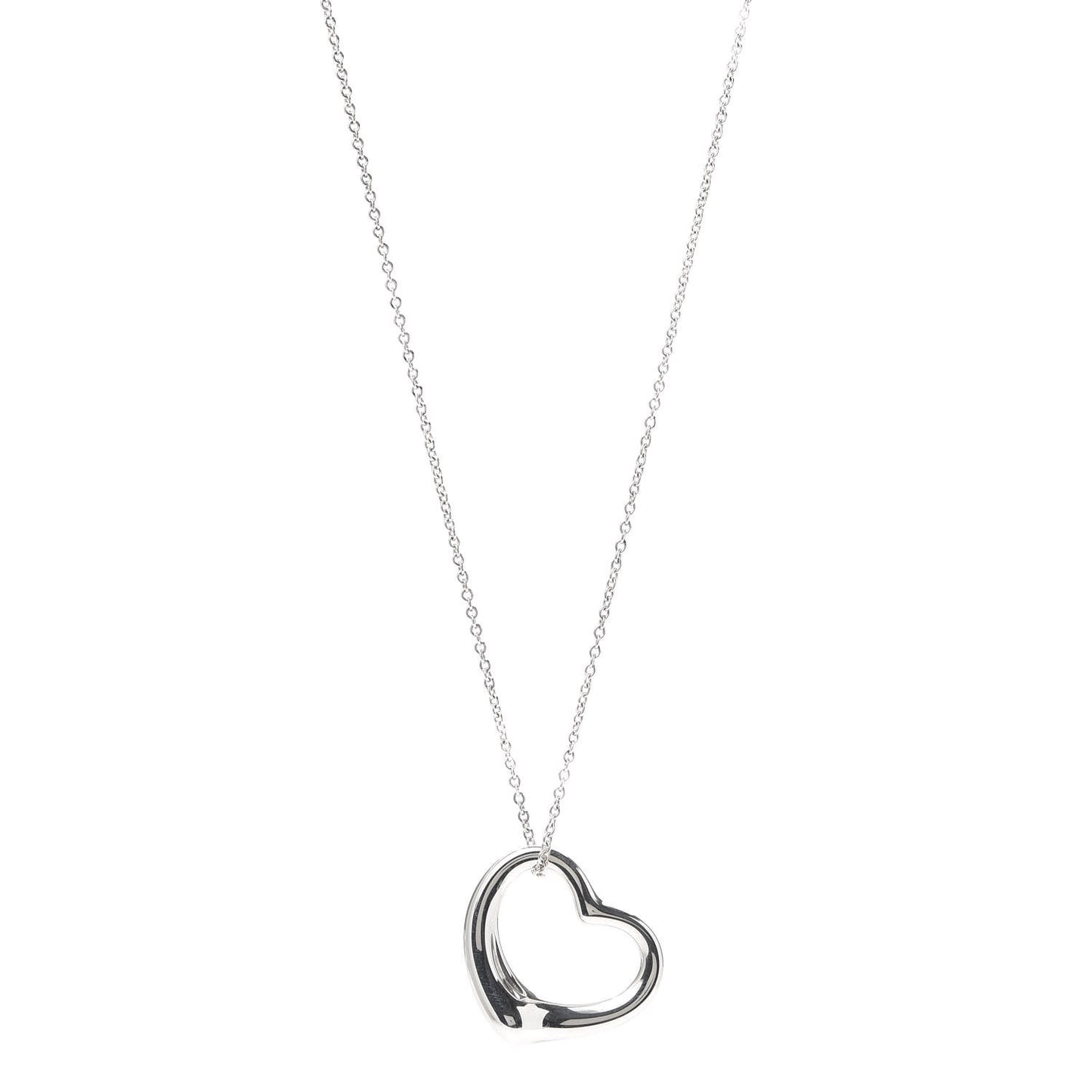 Sterling Silver 27mm Elsa Peretti Open Heart Pendant Necklace