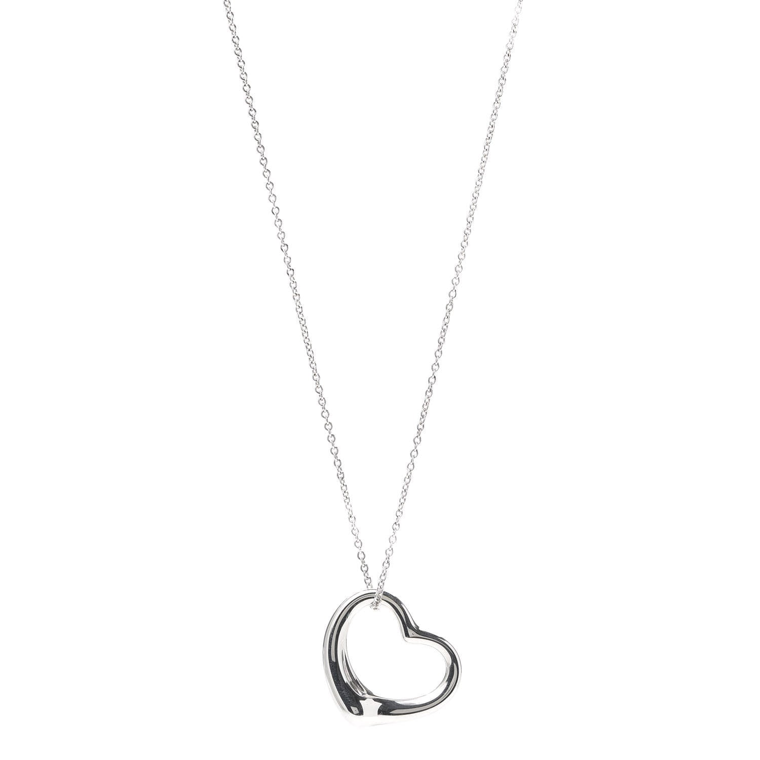 Tiffany Sterling Silver 27mm Elsa Peretti Open Heart Pendant Necklace 1 of 6