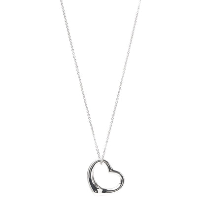 Tiffany Sterling Silver 27mm Elsa Peretti Open Heart Pendant Necklace 1 of 6