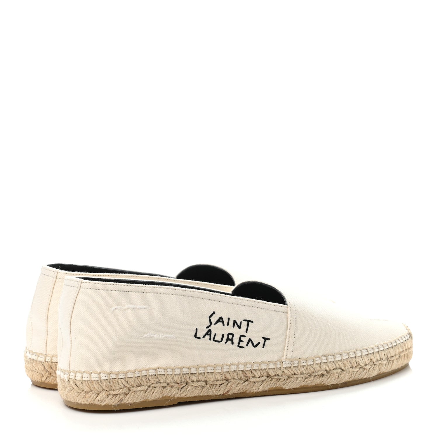 Saint Laurent Canvas Elba Logo Embroidered Espadrilles 44 Panna 3 of 4