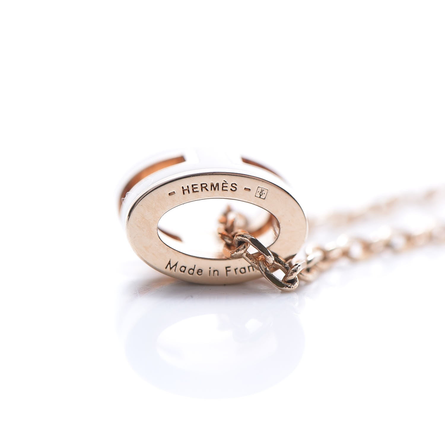 Hermes Lacquered Rose Gold Pop H Pendant Necklace Marron Glace 4 of 5