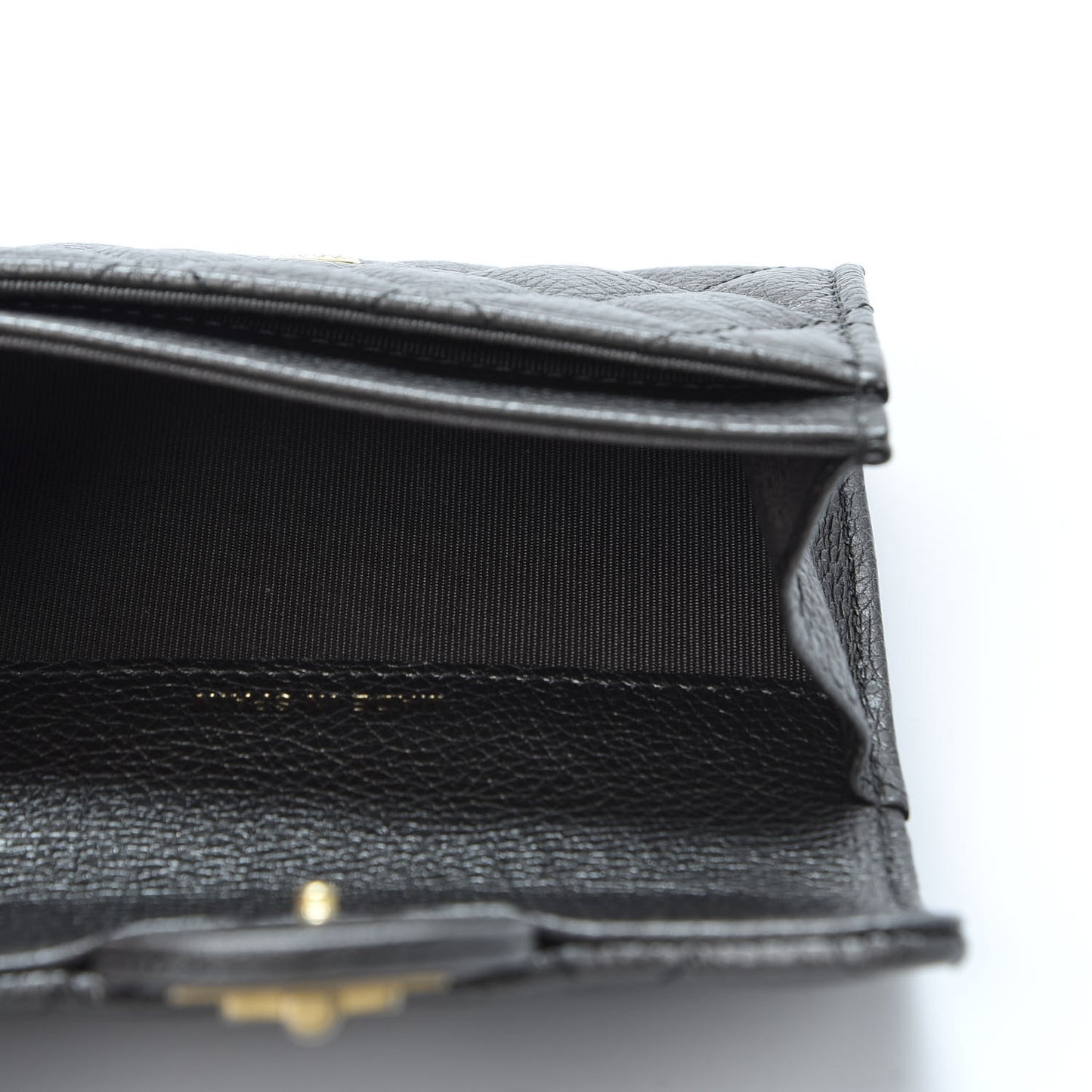 Metallic Calfskin Quilted Reissue Flap Card Holder Grey