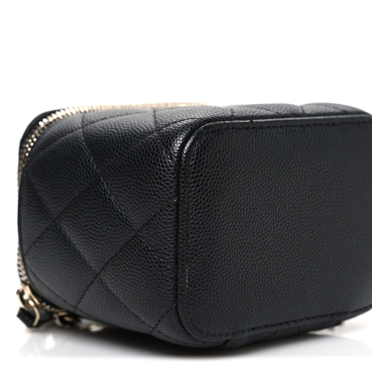 Caviar Quilted Mini Vanity Case With Chain Black