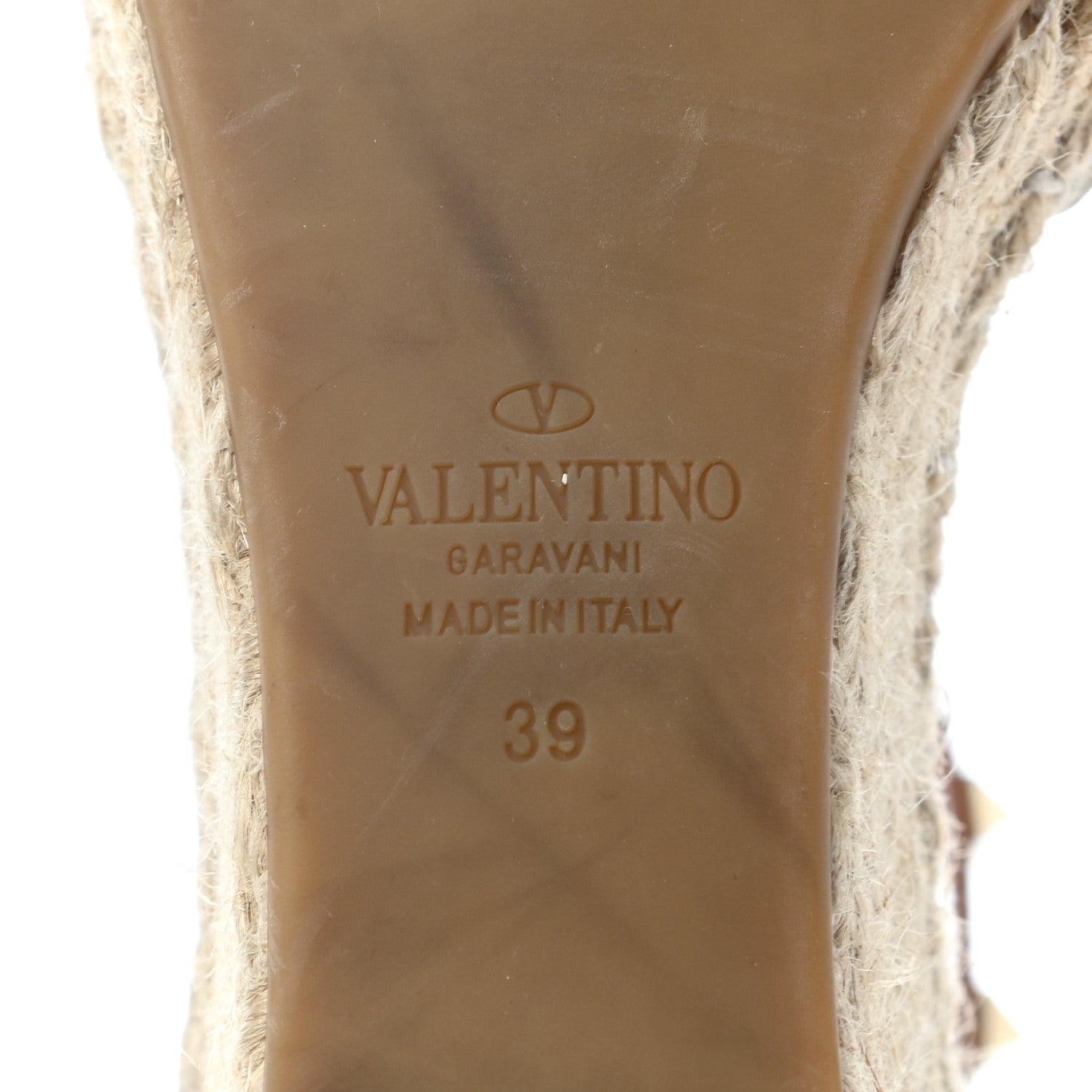 Valentino Garavani Grained Calfskin Rockstud Ankle Wrap Espadrille 15/85mm Wedges 39 Light Ivory 5 of 6