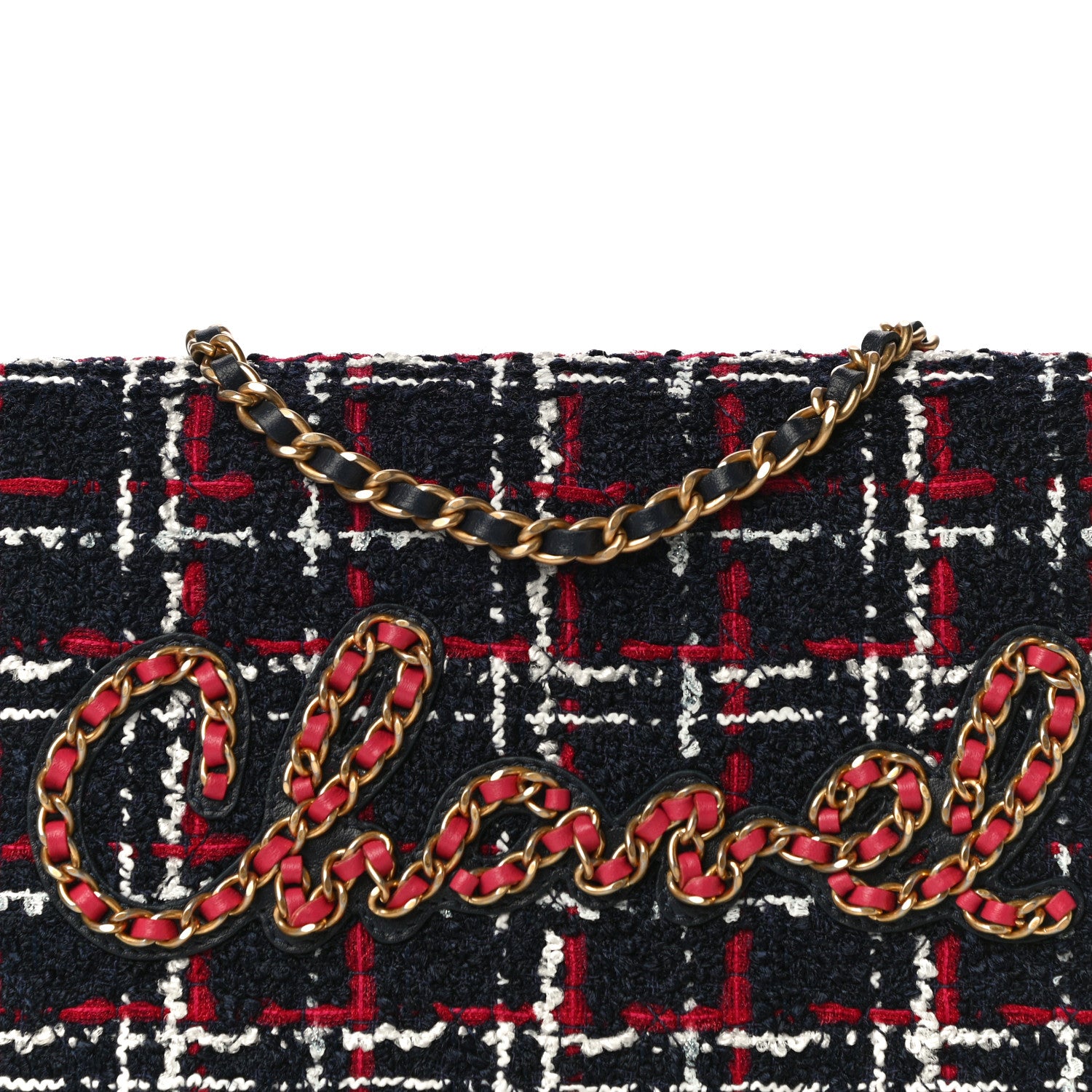 Chanel Tweed Calfskin Signe Wallet On Chain WOC Black Pink 9 of 14