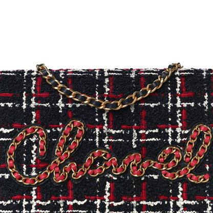 Chanel Tweed Calfskin Signe Wallet On Chain WOC Black Pink 9 of 14