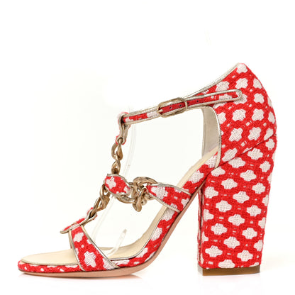 Chanel Tweed CC Chain Sandals 36 Rogue Ecru 1 of 7