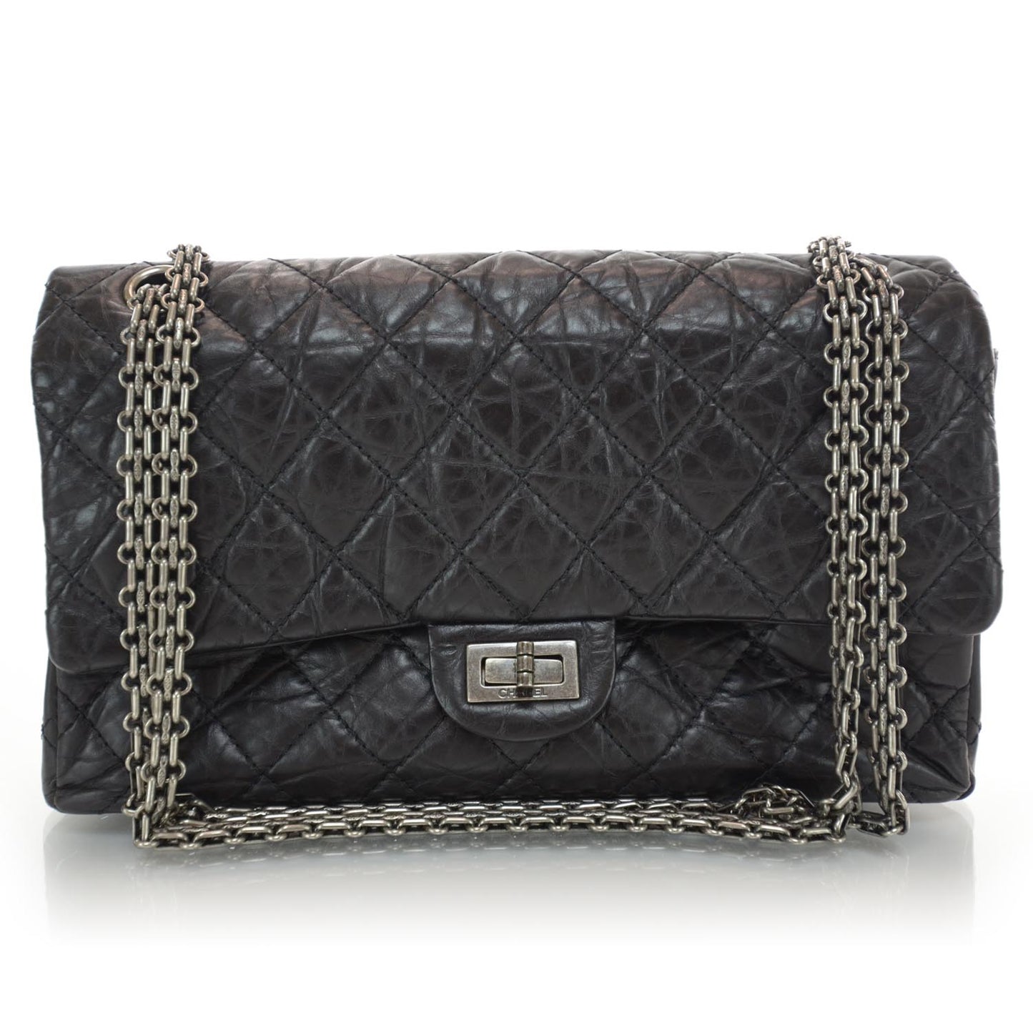 Aged Calfskin Quilted 2.55 Reissue 226 Flap Black