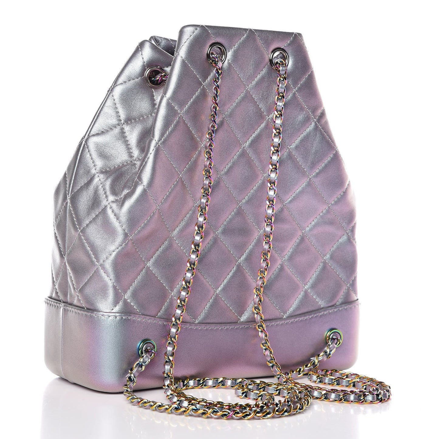 Iridescent Lambskin Calfskin Quilted Gabrielle Backpack Light Purple