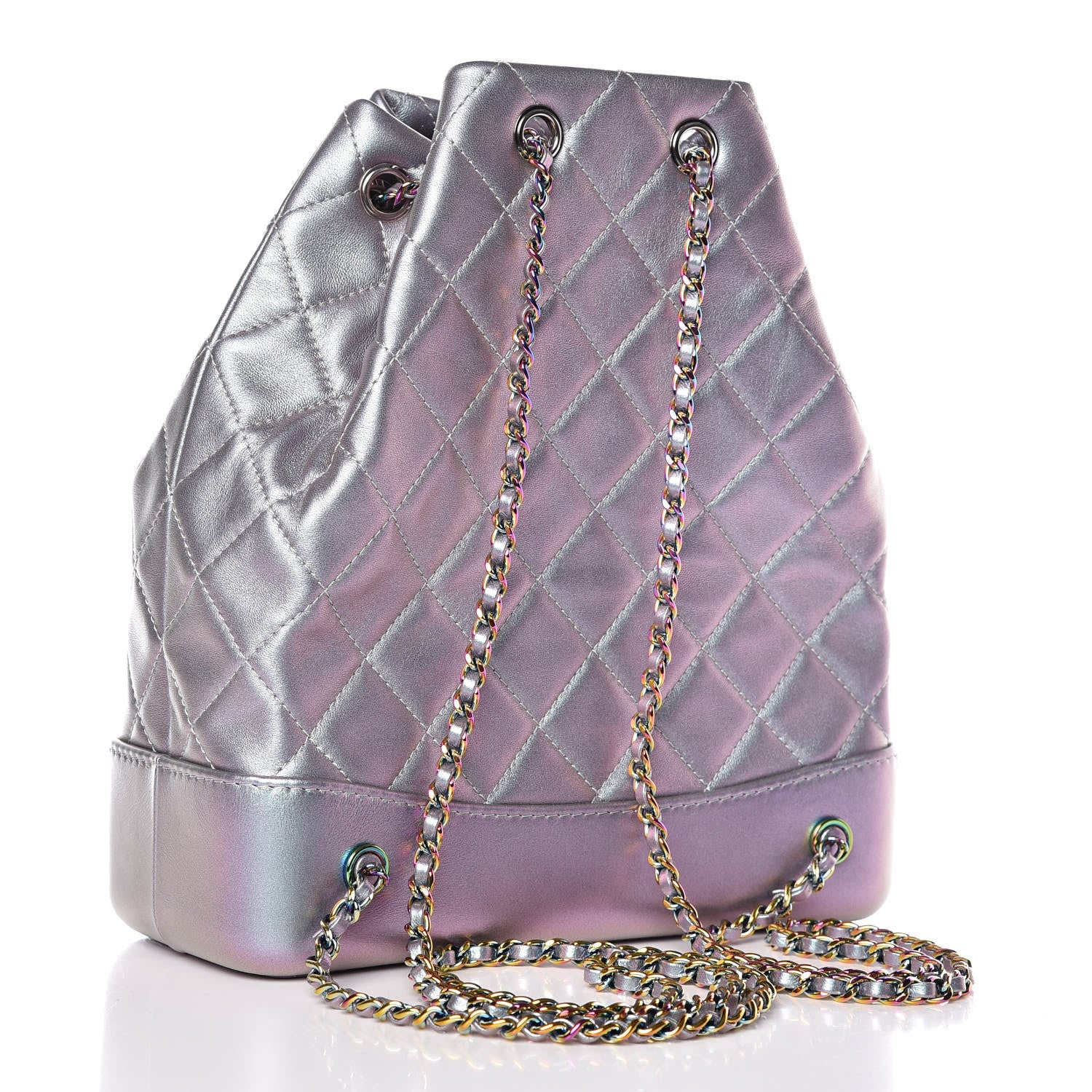 Chanel Iridescent Lambskin Calfskin Quilted Gabrielle Backpack Light Purple 3 of 10