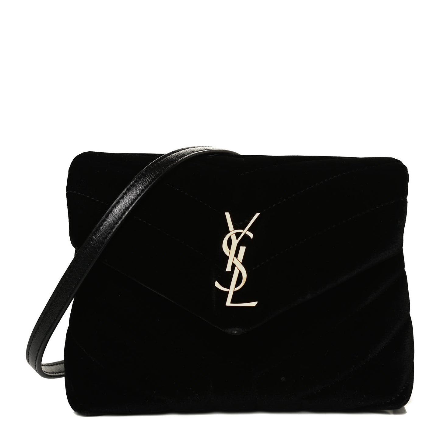Velvet Y Quilted Monogram Toy Loulou Chain Satchel French Black