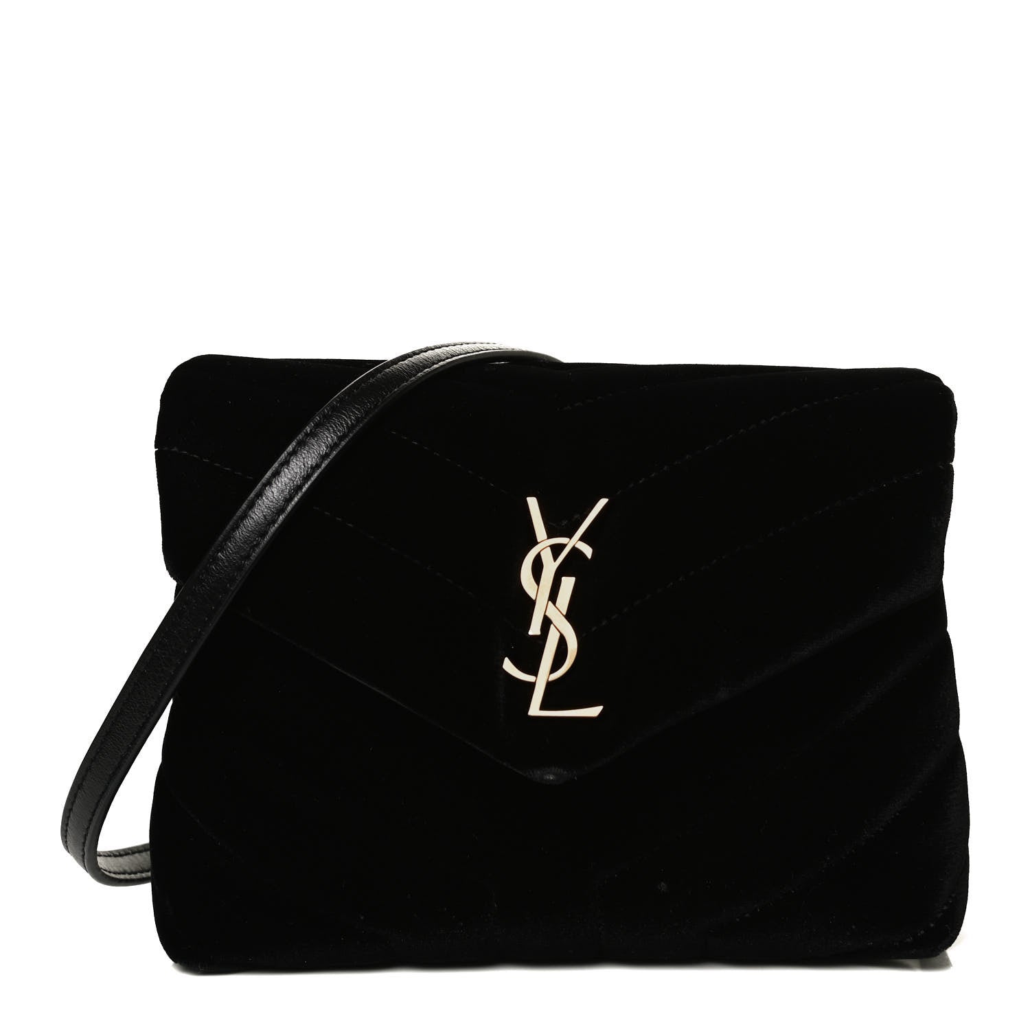 Saint Laurent Velvet Y Quilted Monogram Toy Loulou Chain Satchel French Black 2 of 13