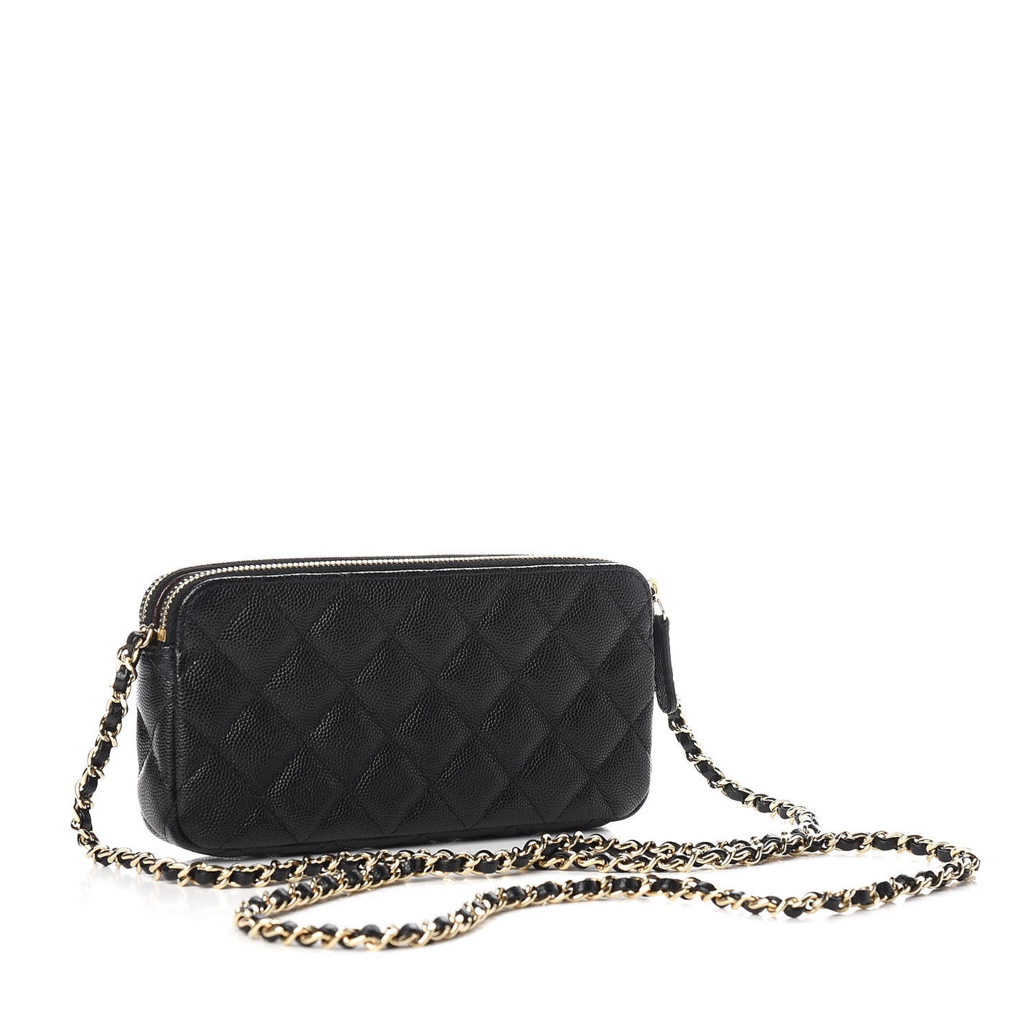 Caviar Quilted Small Clutch With Chain Black