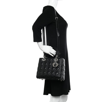 Christian Dior Lambskin Cannage Medium Lady Dior Black 2 of 11
