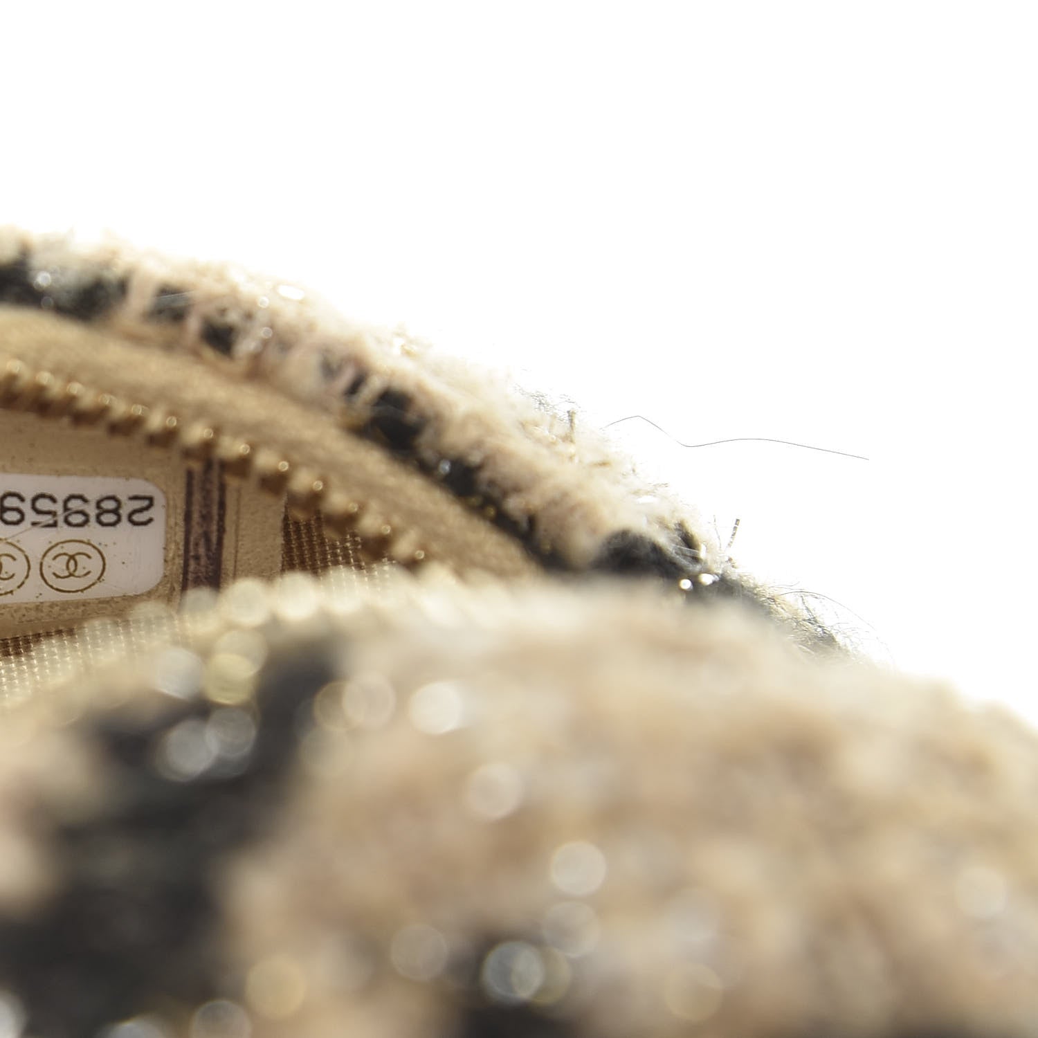 Chanel Tweed Shearling Round Clutch With Chain and Coin Purse Beige Black 7 of 12