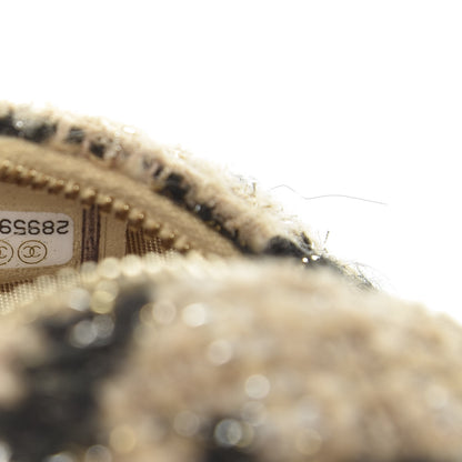 Chanel Tweed Shearling Round Clutch With Chain and Coin Purse Beige Black 7 of 12