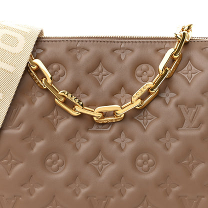 Louis Vuitton Lambskin Embossed Monogram Coussin PM Taupe 9 of 11