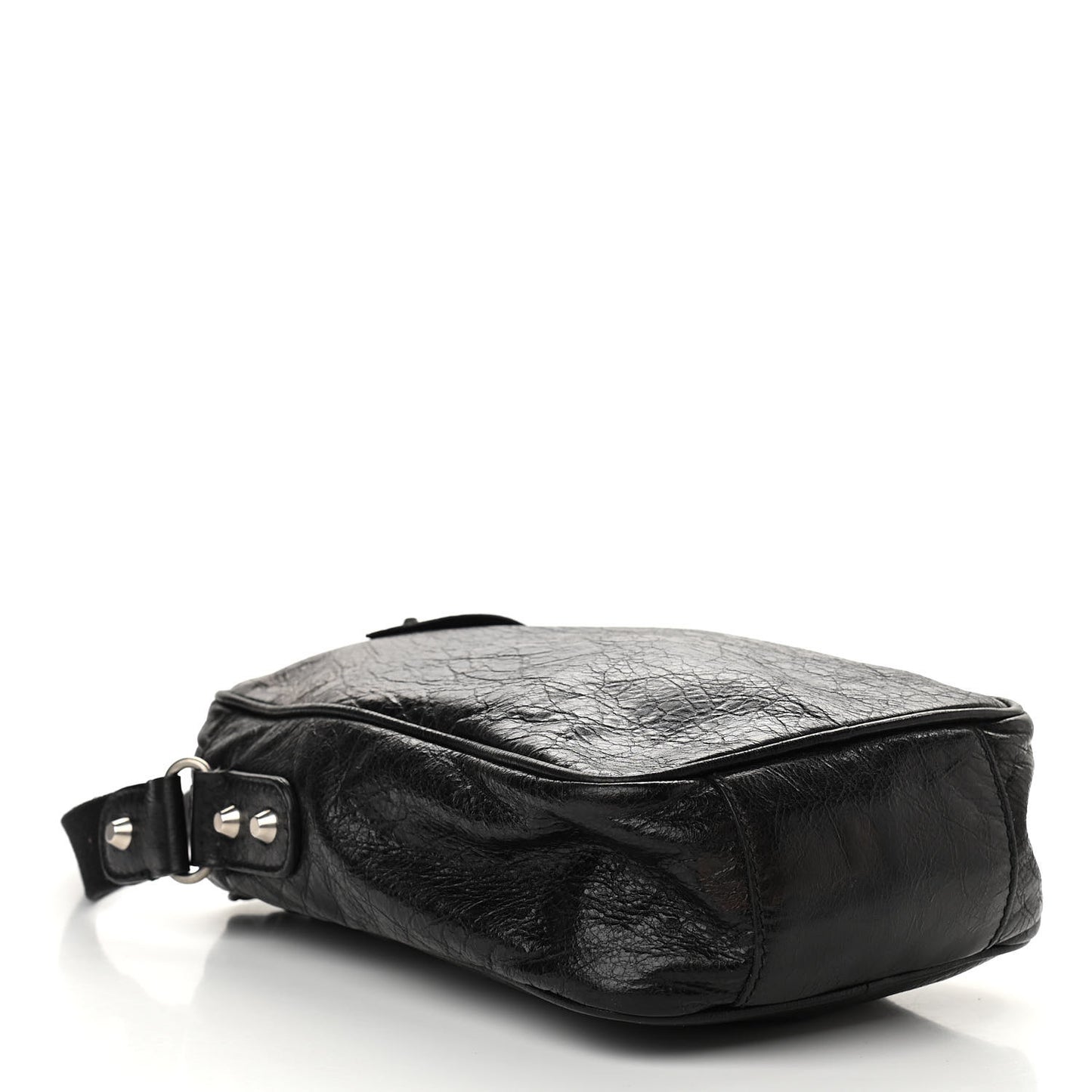 Agneau Classic Silver Hardware Reporter Shoulder Bag Black
