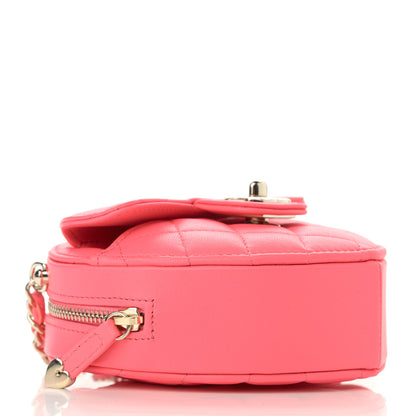Chanel Lambskin Quilted CC In Love Heart Clutch With Chain Pink 4 of 10