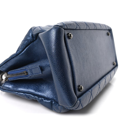 Chanel Iridescent Caviar Quilted Chic Shopping Tote Blue 9 of 10