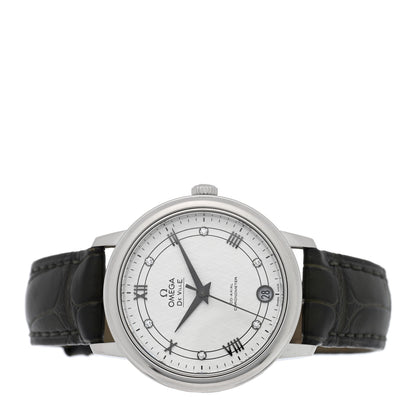 Omega Stainless Steel Alligator Diamond 32.7mm De Ville Prestige Quartz Watch White 424.13.33.20.52.002 2 of 5