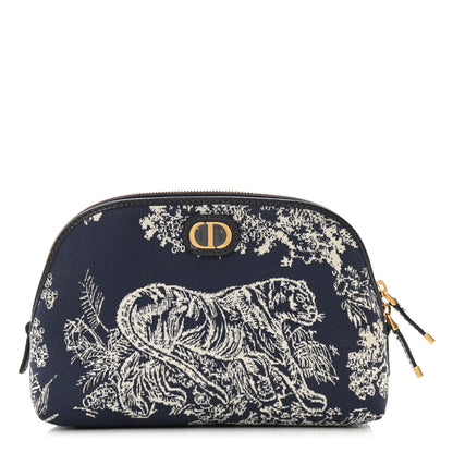 Christian Dior Embroidered Toile De Jouy 30 Montaigne Cosmetic Pouch Blue 1 of 7