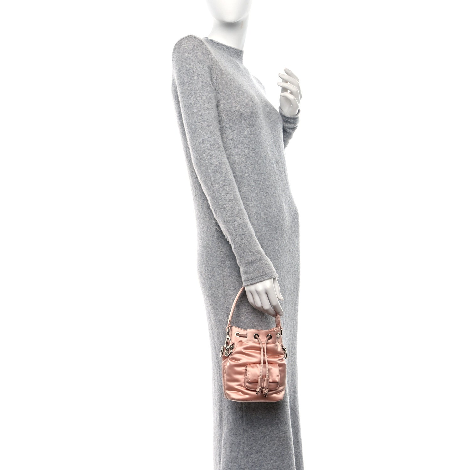 Fendi Nylon Ninfa Vitello King Cuoio Mini Mon Tresor Bucket Bag Baby Pink 2 of 10