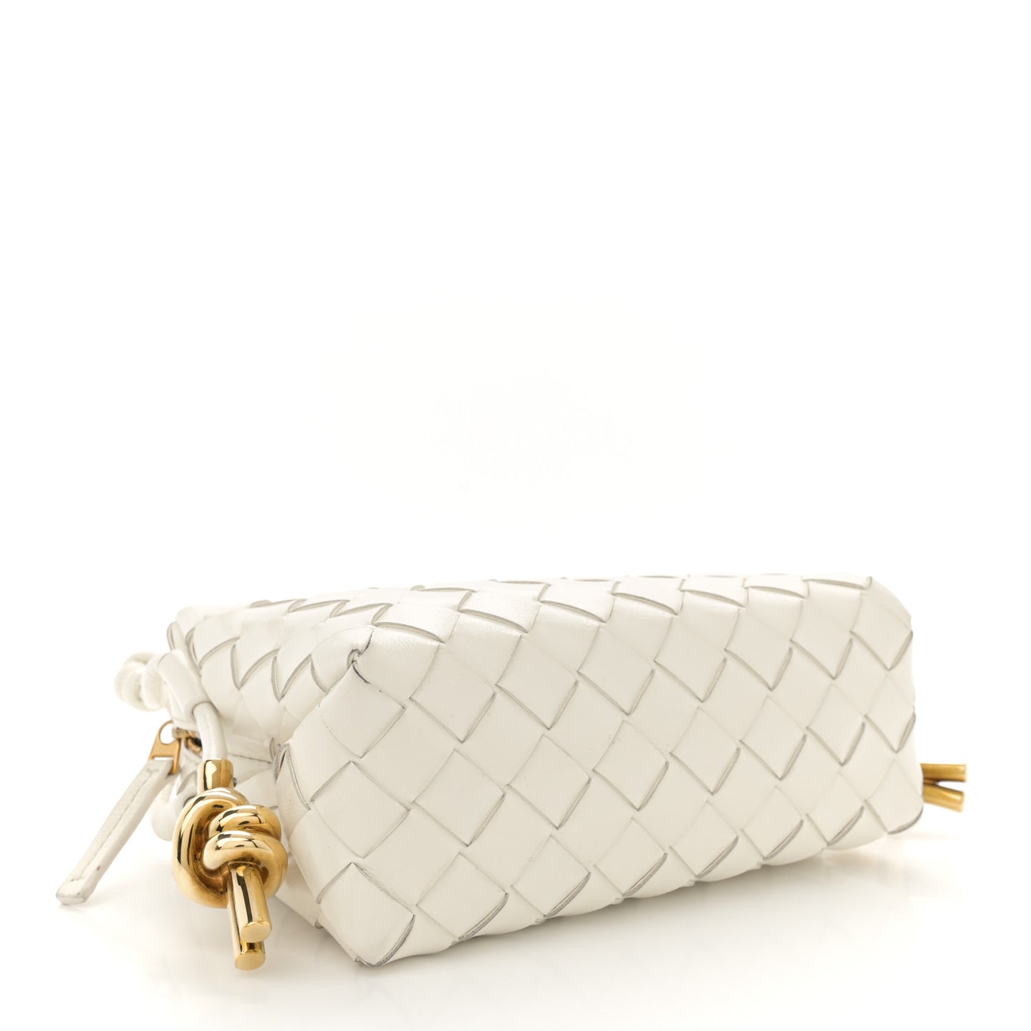 Polished Nappa Intrecciato Knot Mini Loop Camera Bag Bone