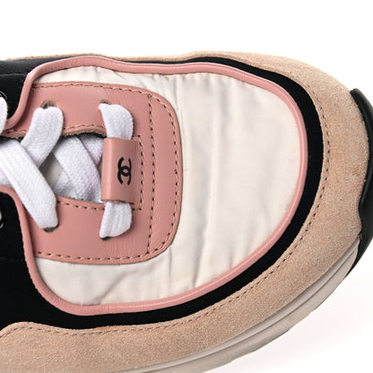 Chanel Nylon Lambskin Suede Calfskin CC Sneakers 38 Pink White Black 12 of 15