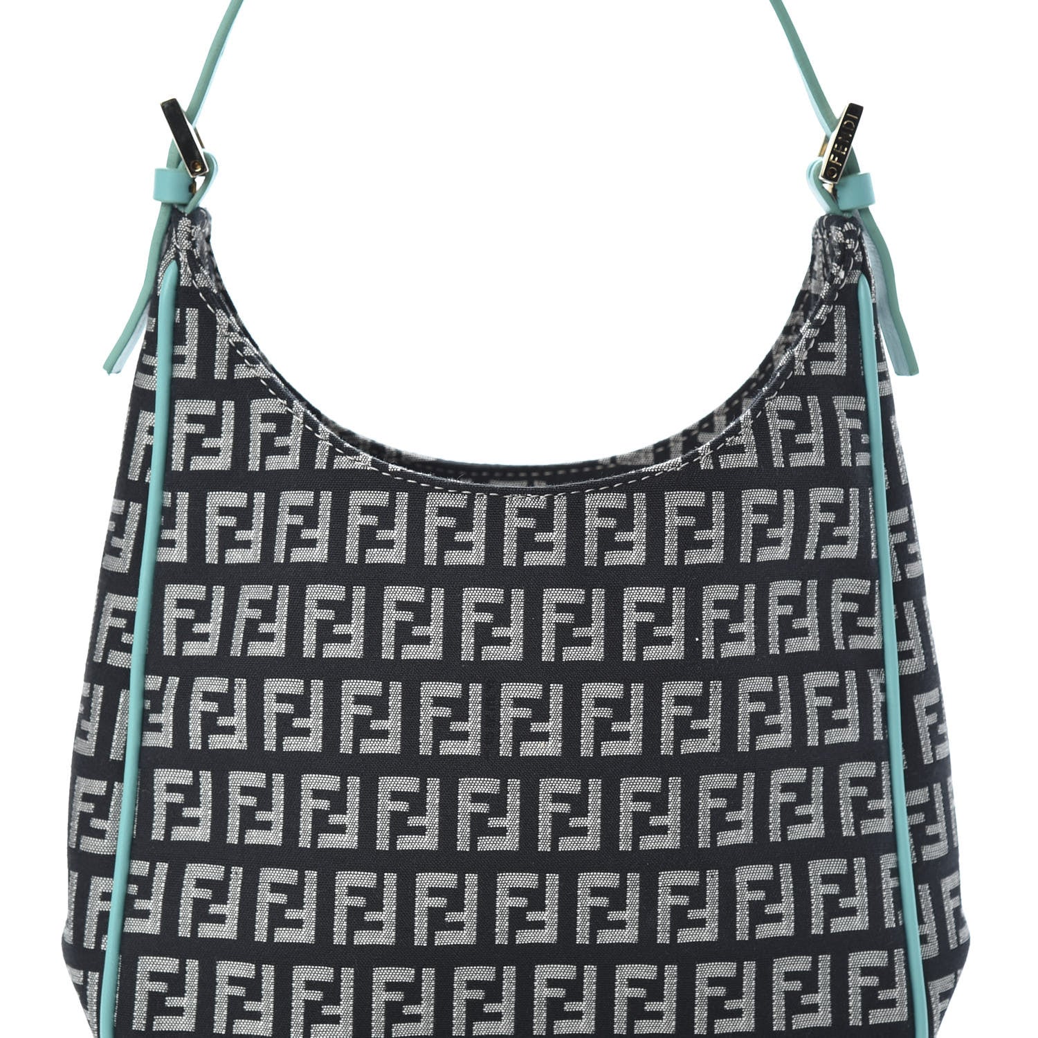Fendi Zucchino Mini Hobo Black White Azzurro 8 of 10