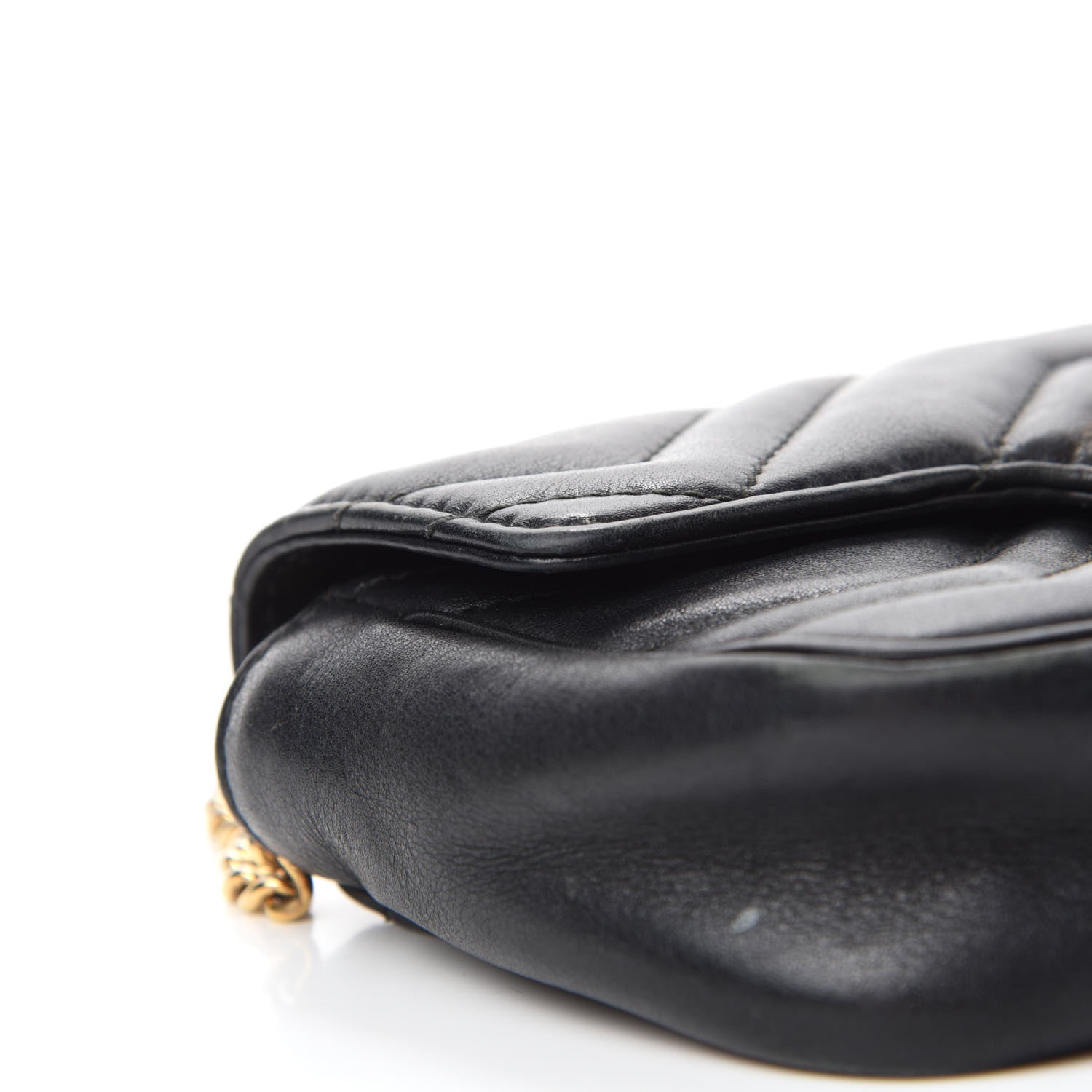 Gucci Calfskin Matelasse Super Mini GG Marmont Shoulder Bag Black 8 of 16