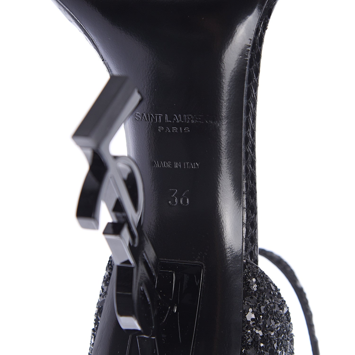 Saint Laurent Glitter Opyum Sandals 36 Black 7 of 7