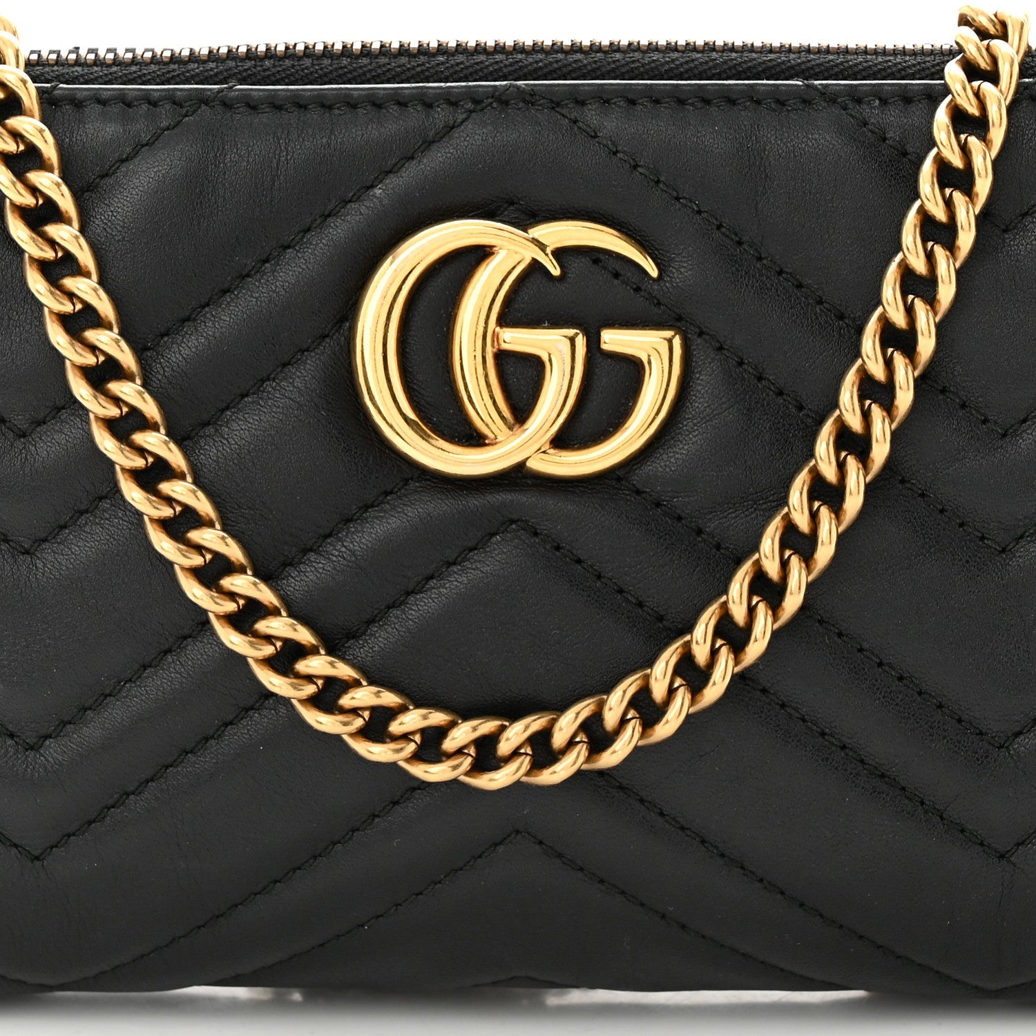 Gucci Calfskin Matelasse Mini GG Marmont Chain Bag Black 7 of 12