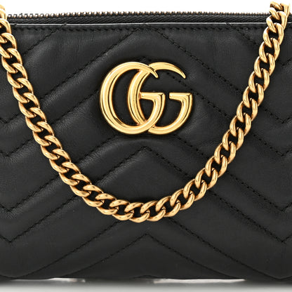 Gucci Calfskin Matelasse Mini GG Marmont Chain Bag Black 7 of 12