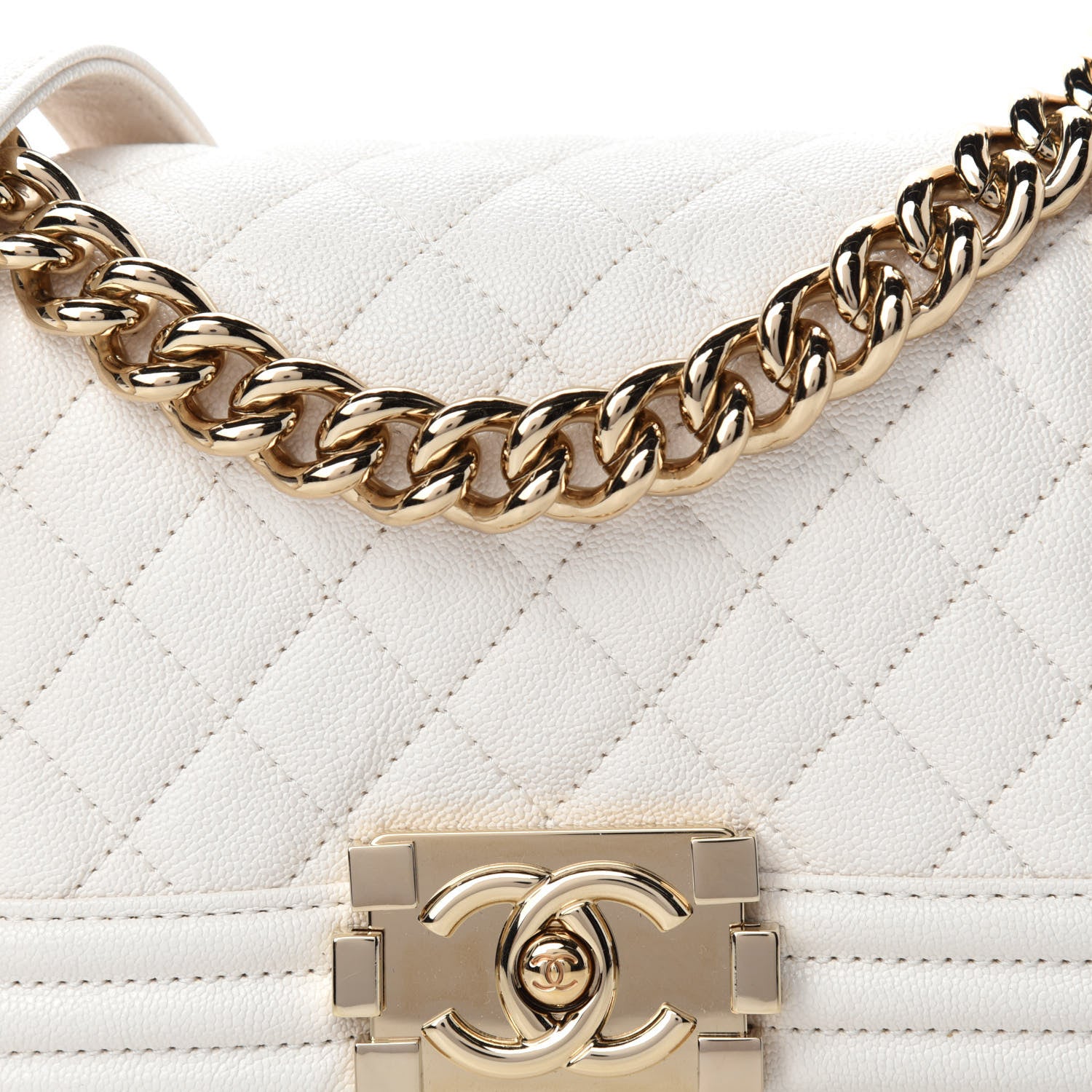 Chanel Caviar Quilted Small Boy Flap White 10 of 10