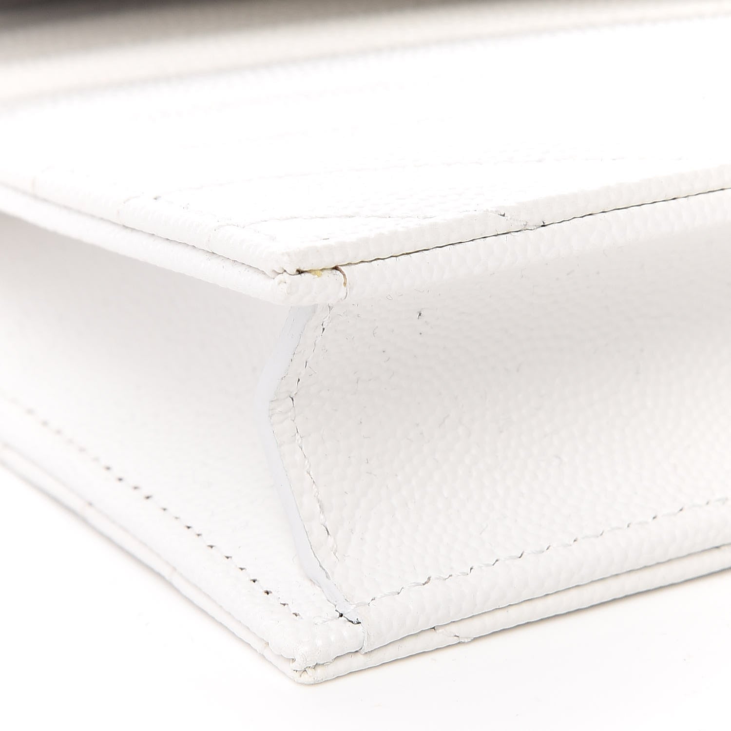 Saint Laurent Grain De Poudre Matelasse Chevron Monogram Envelope Chain Wallet Optical White 8 of 11