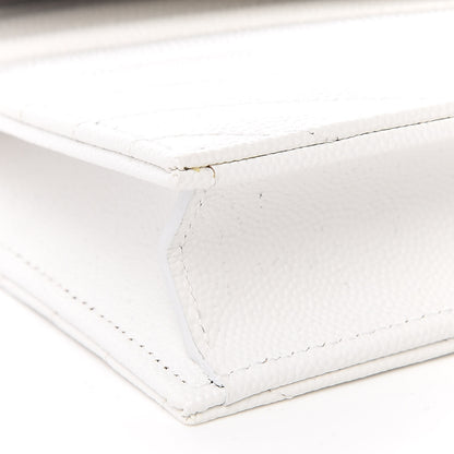 Saint Laurent Grain De Poudre Matelasse Chevron Monogram Envelope Chain Wallet Optical White 8 of 11