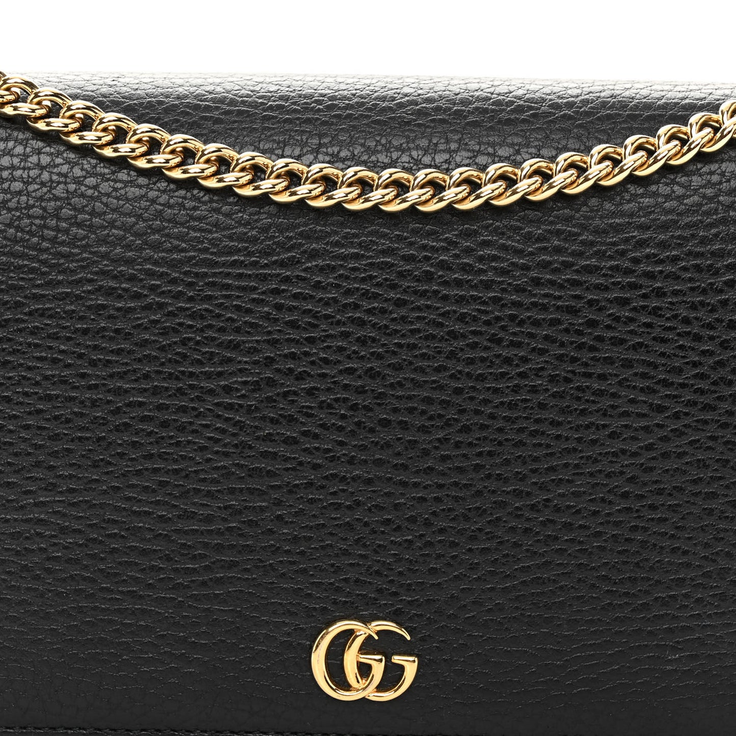 Dollar Calfskin Mini GG Marmont Chain Wallet Black